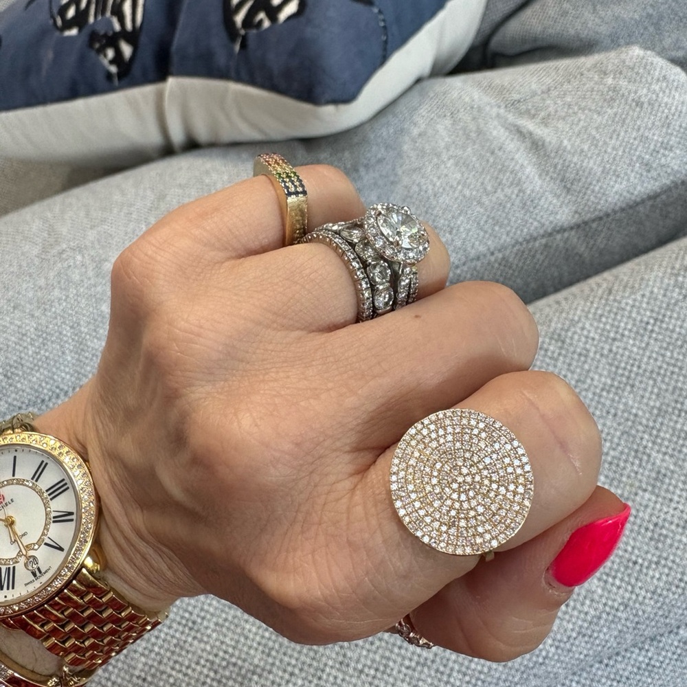 Jennifer Meyer Large Diamond Circle Ring 18K Yellow Gold $7,500 Disc 6.5